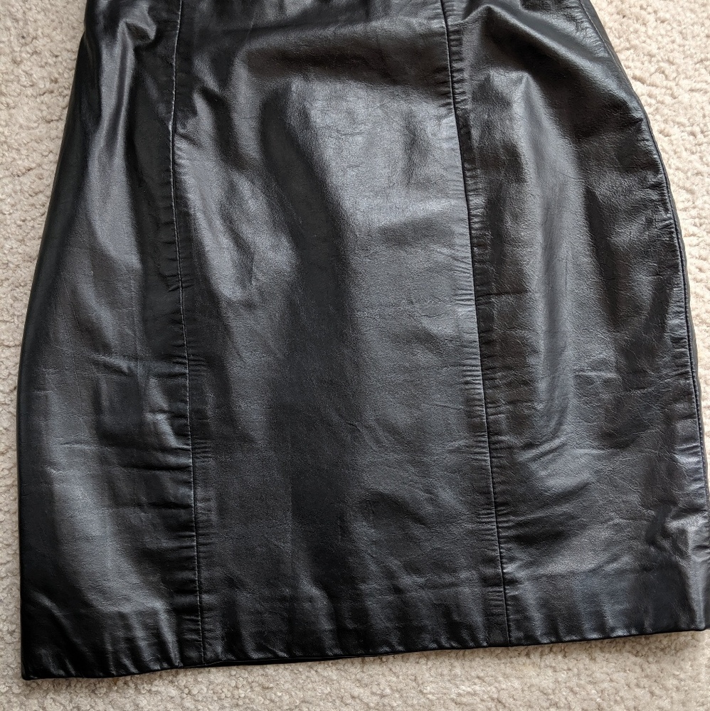 Vintage Authentic Black Leather Skirt